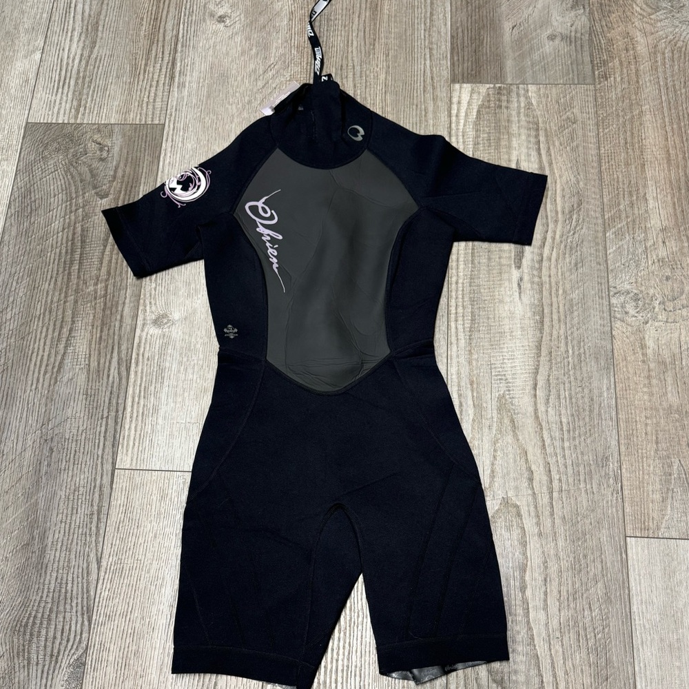 New NWT O’Brien Shorty black purple wetsuit short sleeve Med neoprene - Picture 2 of 7